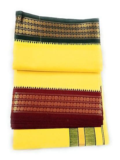 Men's Cotton Dhoti with towel angavastram 2in1 (9x5, white, Free size ...