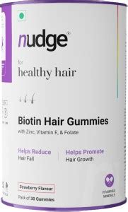 Nudge Biotin Gummies with Zinc, Vitamin E & Folate For Thicker ...