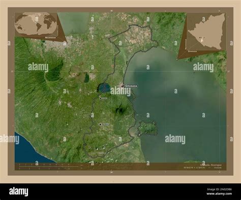 Granada, department of Nicaragua. Low resolution satellite map ...