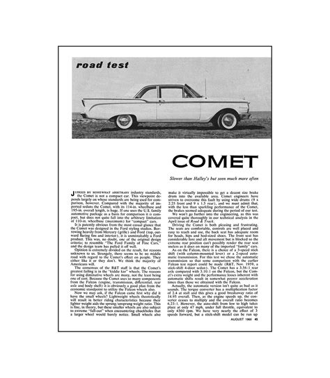 1960 Mercury Comet Road Test - Road & Track Magazine - Over-Drive Magazine