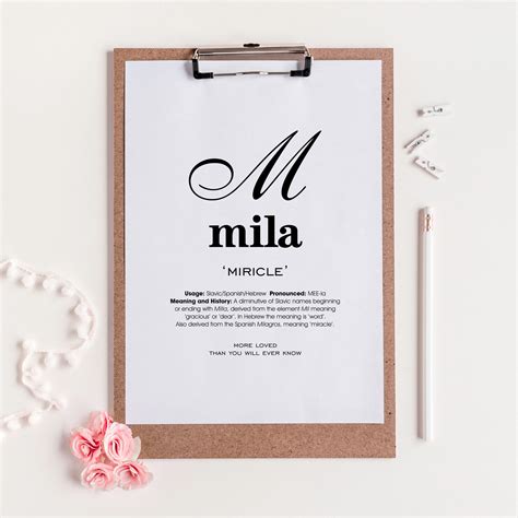 Mila Name Meaning Printable Name Art Modern Nursery Decor - Etsy France