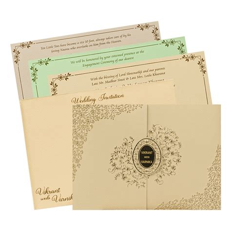 Browse Cream Oval Floral Wedding Card | 4000+ Designs | King of cards ...