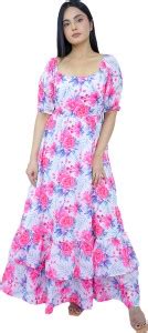 Lady Stark Women Gown White, Pink, Blue Maxi/Full Length Dress - Buy ...