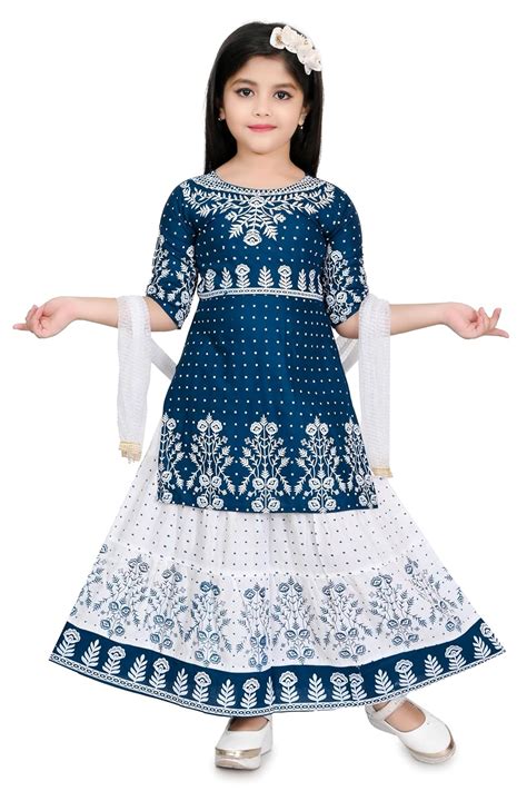 Buy NEW JON Girl's Anarkali Kurta Set with Rajasthani Sharara Suit ...