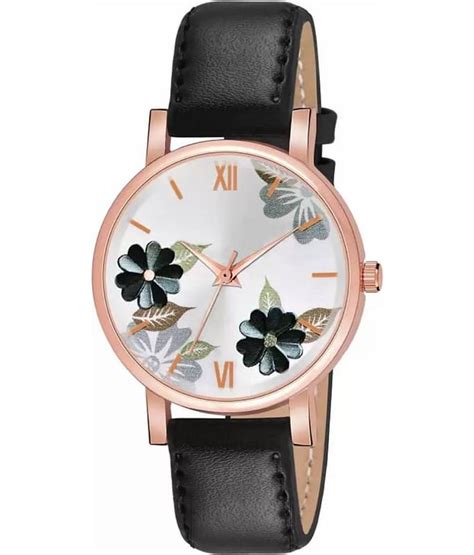 AQUA BLISS - Black Leather Analog Womens Watch