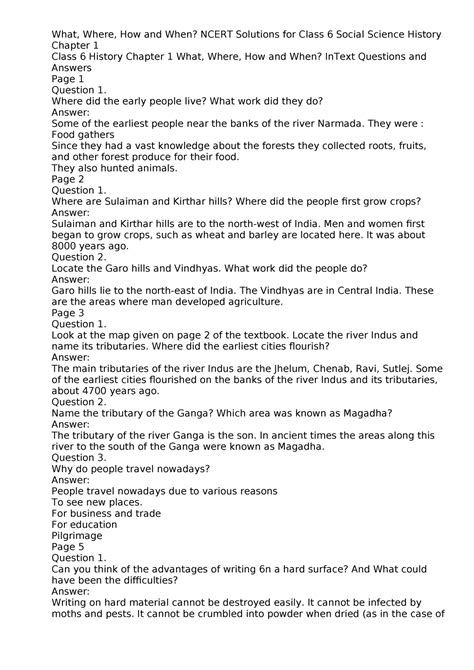 Class VI History 1 - What, Where, How and When? NCERT Solutions for ...