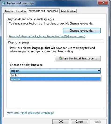 Image result for Windows 7 Language Settings