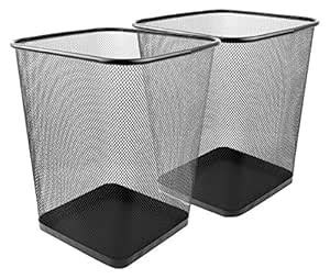 Greenco Mesh Wastebasket Trash Can, Square, 6 Gallon, Black, 2 Pack ...