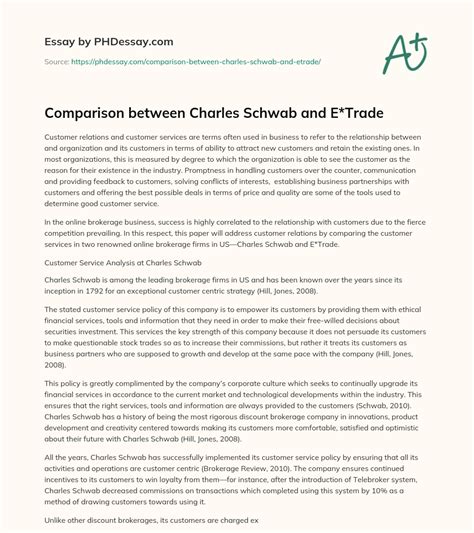 Comparison between Charles Schwab and E*Trade - PHDessay.com