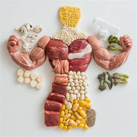Food forming a muscular body with protein sources | Premium AI-generated image