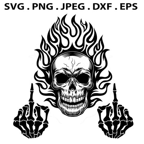 Skull Middle Finger Svg Png , Skull Svg ,silhouette, Skeleton Svg ...