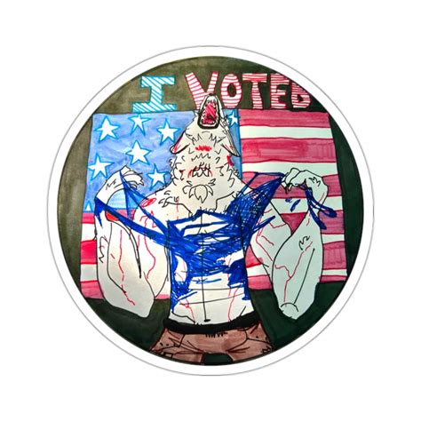 I Voted Wolf Sticker - Wolf Ripping Shirt Meme Stickers - AshBubble