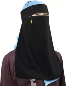 Dhyeyu Golden Fancy Pendal Niqab Nose Piece Chiffon Solid Burqa Price ...