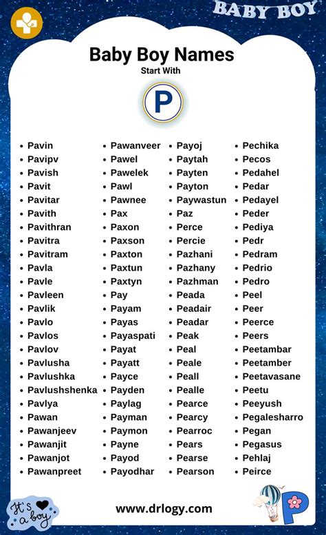 Best Boy Names Start With P Letter - Drlogy | Cute baby boy names, Boy ...