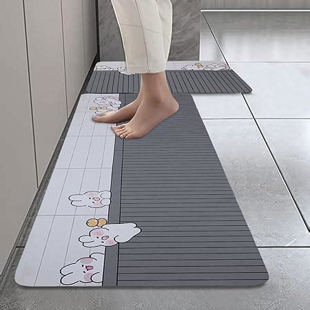 HomeCloud Rubber Kitchen Mats for Floor Set of 2 Pcs | Non-Skid, Soft ...