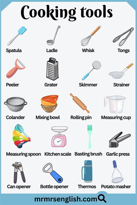 Cooking Tools Names in English with their Pictures - MR MRS ENGLISH