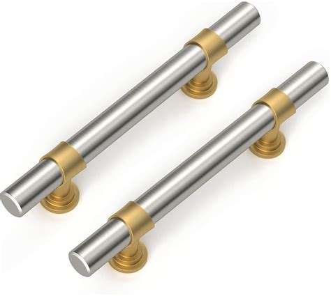 homdiy 25 Pack 3-3/4 Inch Brushed Nickel and Gold Cabinet Pulls Silver ...