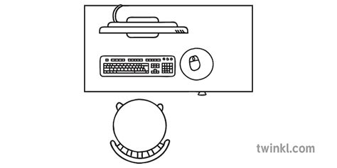 Computer and Desk Chair Birds Eye View Room Furniture EYFS KS1 Black and