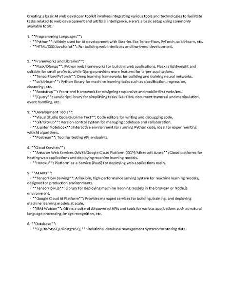 AI PRDJB JQ QD - Creating a basic AI web developer toolkit involves ...