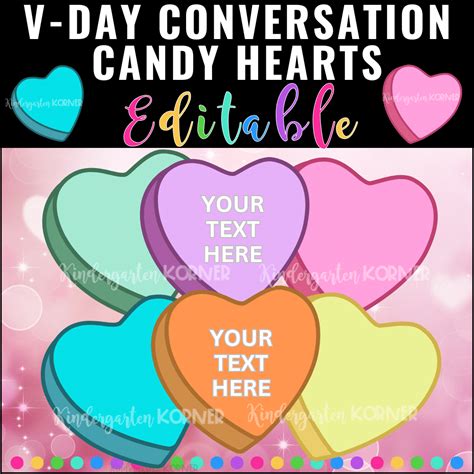 Valentine's Day EDITABLE Conversation Candy Sayings Hearts ...