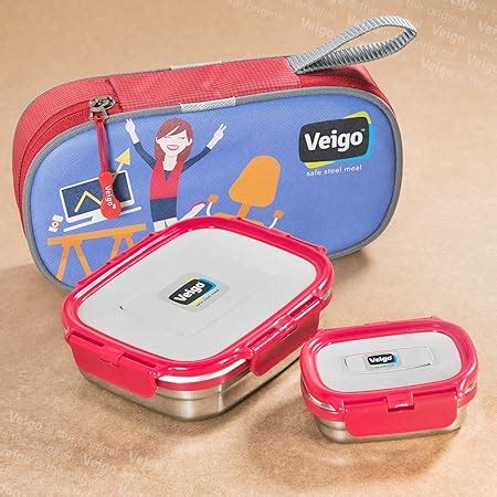 Buy Veigo Lock & Steel Lunch Box with 1 Small Compartment & Bag ...