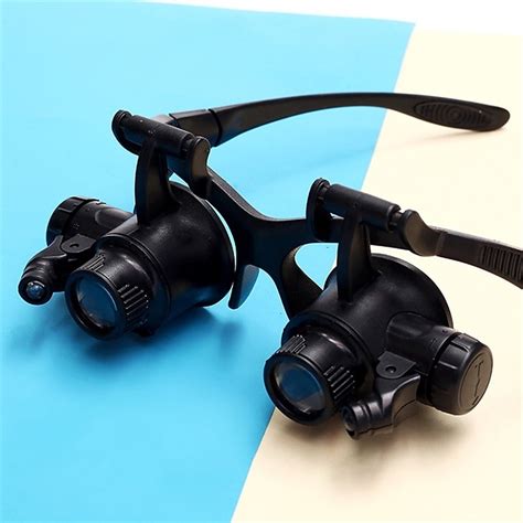 LED Lamp Jeweler Magnifier 15X 20X 25X Lens Magnifying Eye Glasses ...