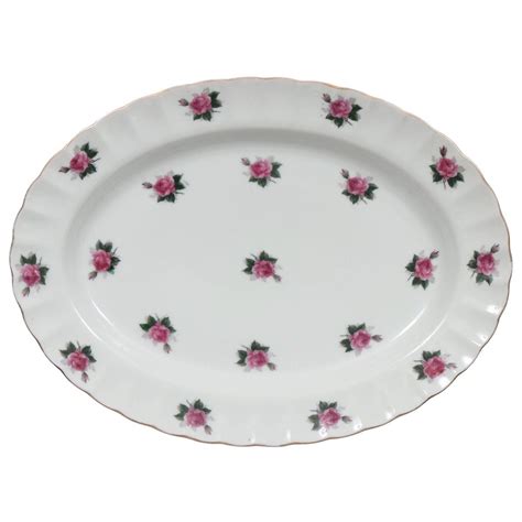 Pink Rose Ceramic Serving Platter For Sale at 1stDibs