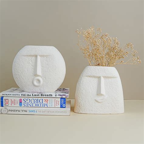 Textured Beige Abstract Face Planter Duo – The Golden Theory
