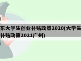 广东大学生创业补贴政策2020(大学生创业补贴政策2023广州) - 岁税无忧科技