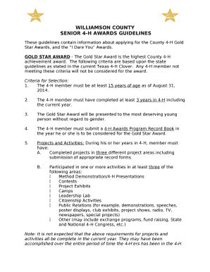 SENIOR 4-H AWARDS GUIDELINES Doc Template | pdfFiller