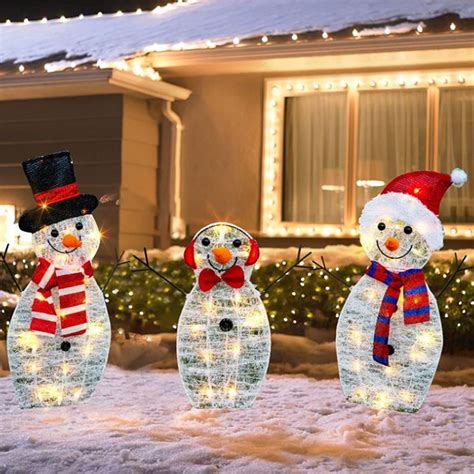 Wadada Lighted Christmas Snowman Decorations Yard Light Up Snowman ...