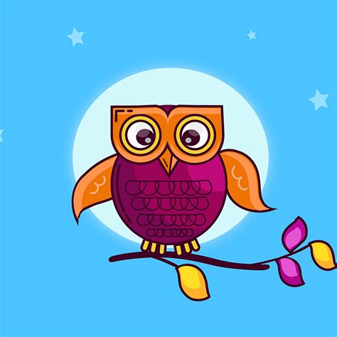 Download wallpaper 2780x2780 owl, branch, moon, stars, bird, art ipad ...