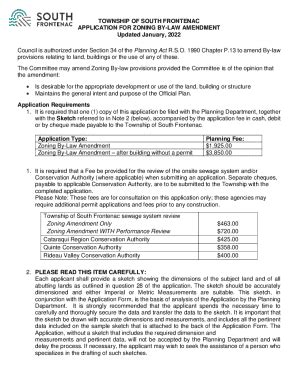Fillable Online Zoning Amendment Application Form - South Frontenac Fax ...