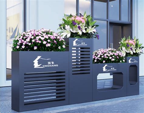 不锈钢花盆组合长方形花槽花桶户外种植箱花池金属商业街道路花器-阿里巴巴