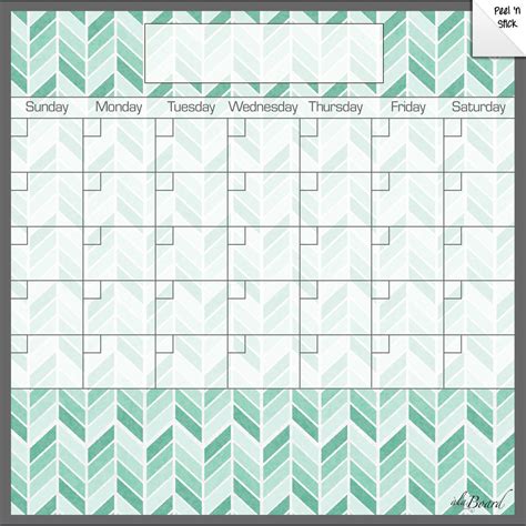 Monthly/Weekly Calendar Wall Decal Set: Teal Herringbone