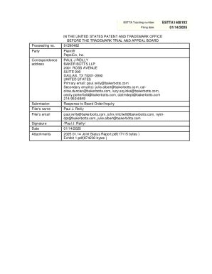 Fillable Online Joint Status Report in Trademark Opposition Fax Email ...