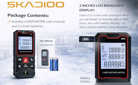 SKADIOO Digital Laser Distance Meter Portable Digital Measuring Device ...