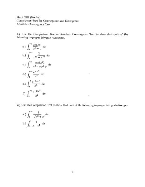 Image result for The Comparison Test Convergence Example