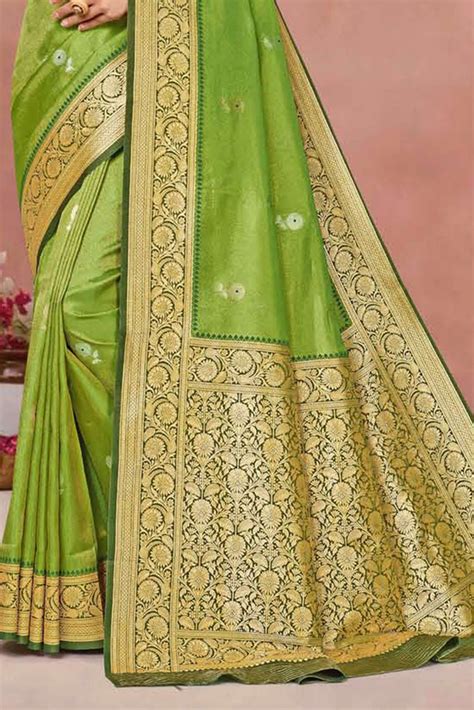Lime Green Weaving Work Festive Wear Saree – paanericlothing