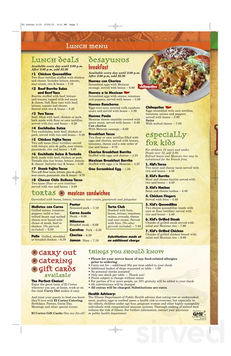 El Cortez Mexican Restaurant menu in Mokena, Illinois, USA