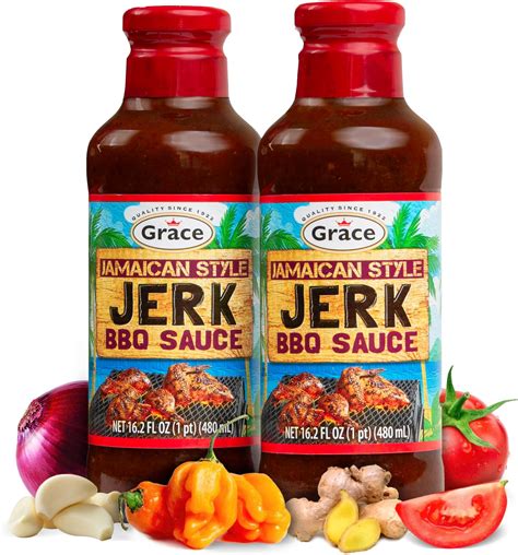 Amazon.com : Grace Jamaican Style Jerk BBQ Sauce 16oz - 2 Pack Jamaican ...