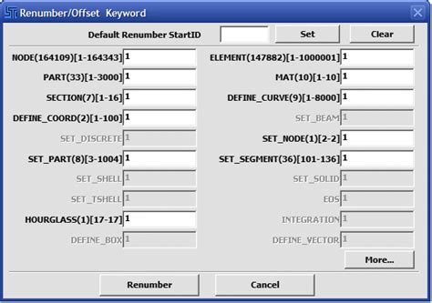 LSDYNA Page 2: Renum (Renumber)