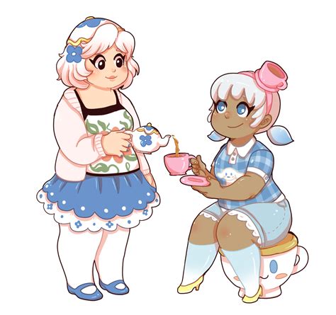 ACNL Gijinka - “Chai & Tia Time ” | Animal crossing fan art, Animal ...