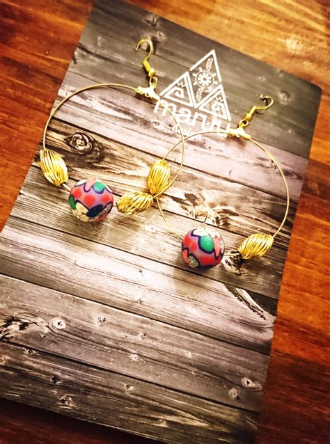 Japanese pattern Beads Hoop Earrings | maruu design