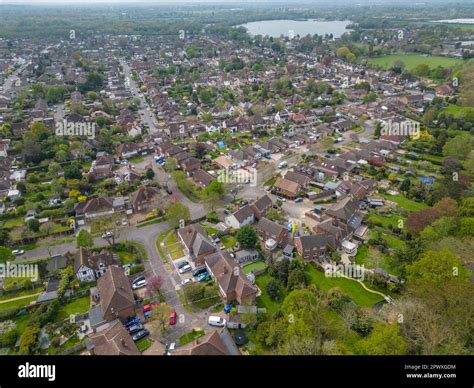 Aerial view of houses in part of Shepperton, near Queen Mary Reservoir, Surrey, UK Stock Photo ...