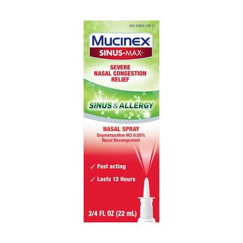 Buy Mucinex Sinus-Max Oxymetazoline Nasal Spray Decongestant,12 Hour ...