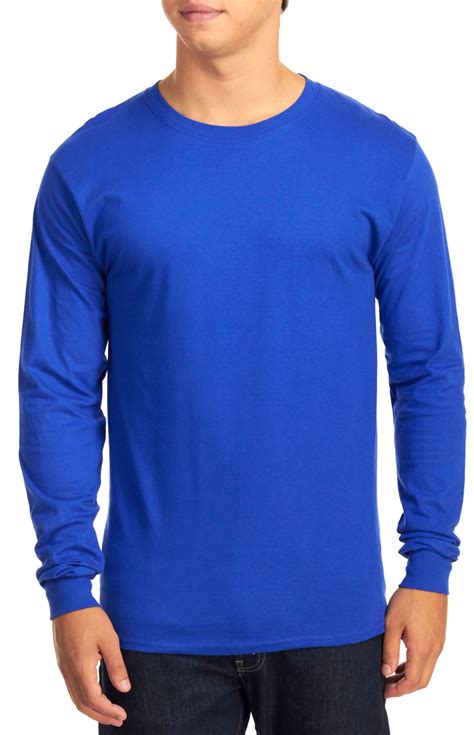 Hanes Mens' Long Sleeve Beefy-T T-Shirts, Deep Royal, Medium - Walmart.com
