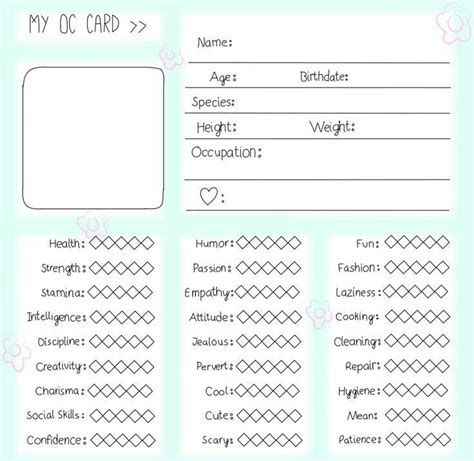 Ficha OC | Character sheet template, Character reference sheet, Art ...