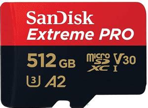 SanDisk SDSQXCD-512G-GN6MA Extreme Pro 512 GB MicroSDHC Class 10 200 MB ...