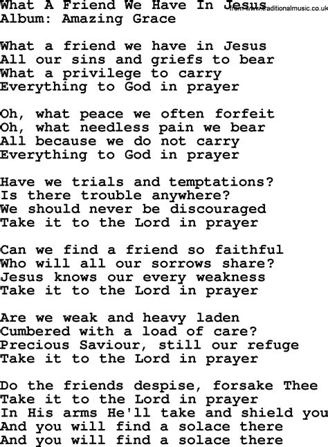 What A Friend We Have In Jesus by George Jones - Counrty song lyrics